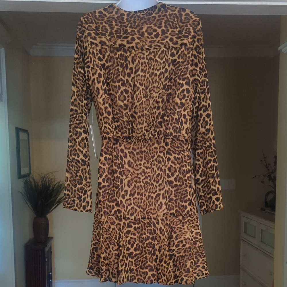 JAYGODFREY Brown and Black Long Sleeve V-Neck Cocktail Dress - Picture 9 of 12